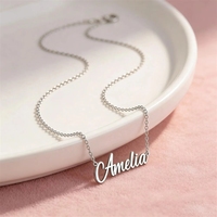 Collar con Nombre Personalizado de Plata de Ley 925, Venta al por Mayor de Fábrica, Colgante con Placa de Nombre en Letra Cursiva, Joyería para Mujer, Regalo de Cumpleaños
