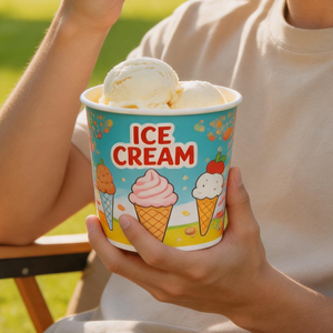 Factory Direct Sales Recyclable Paper <b>Cups</b> <b>Disposable</b> Yogurt Dessert Bowls Paper Bucket Ice Cream Tub With Custom Printed Logo - Product Image 1