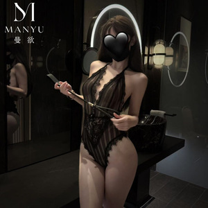 Man Yu - Body de encaje sexy, lencería coqueta, uniforme de lencería de puro deseo, conjunto sin quitar, 9506 - Product Image 1