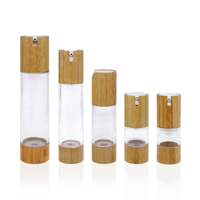 Flacon cosmétique sans air en bambou de luxe 15 ml 30 ml 50 ml 100 ml, flacon pompe sans air en plastique pour lotion, flacon sans air en BAMBOU