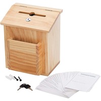 Boîte à suggestions en bois boîte de vote en pin naturel avec couvercle de charnière de verrouillage adapté à la table ou à la tenture murale