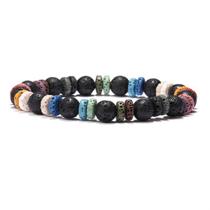 Wholesale Classic Lava Stone Beaded <b>Bangle</b> Trendy Colorful Stone Woven Bracelet <b>for</b> Party Anniversary - Product Image 5