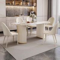 Ensemble de table et de chaises de salle à manger ovale en marbre moderne de luxe, 4, 6, 8 places, blanc crème, meubles de salon, de cuisine, de restaurant