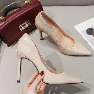 Chaussures à talons hauts pointus pour femmes, printemps-automne, noir, bleu, <span class=keywords><strong>beige</strong></span>, talons fins, sexy, pour le bureau, escarpins à talons aiguilles - Product Image 5