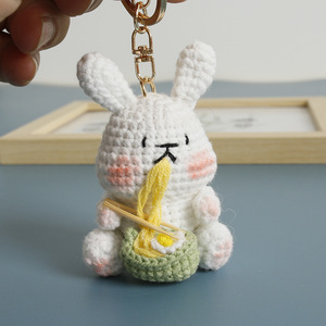 Porte-clés en tricot animalier, breloques de sac, pendentif <span class=keywords><strong>lapin</strong></span> mignon Kawaii <span class=keywords><strong>pour</strong></span> sac à dos et sac à main, cadeau fait main, porte-clés <span class=keywords><strong>lapin</strong></span> au crochet - Product Image 1