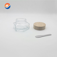 Pot en verre hexagonal écologique pour crème contour des yeux 15g 20g 30g avec couvercle en bambou, emballage cosmétique personnalisé, pot en verre pour crème