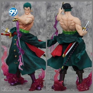 Patung meja komputer Zoro kepala ganda, patung Resin Anime untuk pengaturan kantor/game - Product Image 3