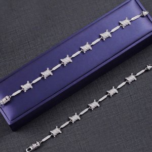 Bracelet à clous de 8 mm pour hommes et femmes, style tendance, diamants en moissanite VVS, argent sterling S925, nœuds, lien cubain, bijoux - Product Image 1