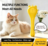 Jouet laser pour chat 4-en-1 rechargeable par USB, jouet interactif pour chat avec détecteur UV pour la détection d'urine de chat et de mycose, lampe torche LED