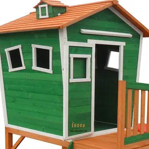 Ahşap çocuk oyun evi 243x165x205cm yeşil ve kırmızı cubby evi plastik slayt köknar ahşap ceder ahşap oyun seti