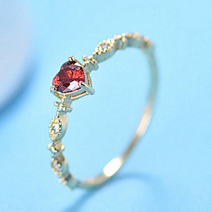 Anillos Delicados con Forma de Corazón Chapados en Oro para Mujer, Joyería de Boda - Product Image 2