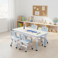 Ensemble table et chaises modernes en plastique SINKIPA pour enfants – Centre d'activités réglable 4 places pour tout-petits avec pieds antidérapants et résistants aux graffitis – Idéal pour l'école