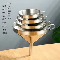 Entonnoir de cuisine en acier inoxydable 304 avec passoire et poignée pour huile de cuisson, liquides, poudres, remplissage de flacons à liqueur et bouteilles à épices
