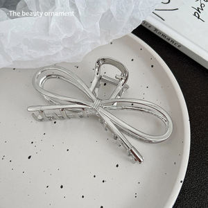 Grandes pinces à cheveux en métal plaqué argent pince à cheveux nœud papillon pour femmes porte-<span class=keywords><strong>queue</strong></span> <span class=keywords><strong>de</strong></span> <span class=keywords><strong>cheval</strong></span> - Product Image 6