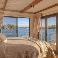 Bateau-Maison de Luxe en Aluminium pour Hôtel Flottant Airbnb, Visite Aquatique avec Climatisation, Plateforme Ponton et Moteur Hors-Bord