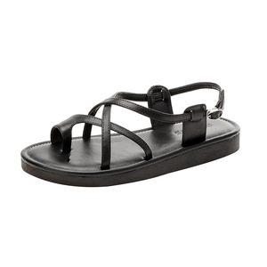Nouvelle Arrivée Sandales Femme Style Féerique Rétro Polyvalentes à Brides Croisées Bout Ouvert Semelle Souple Plage Talon Carré Romain - Product Image 5