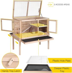 Jaula de madera anti-mordiscos para conejos de 2 pisos, <span class=keywords><strong>con</strong></span> soporte extraíble y bandeja deslizable para conejillos de indias - Product Image 2