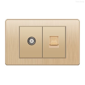 Prise murale universelle standard série 118 en or brossé, RJ45 RJ11, pour TV, LAN, satellite, ordinateur, prise et fiche avancées - Product Image 4