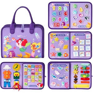 Tableau d'activités en feutre personnalisé pour enfants <span class=keywords><strong>de</strong></span> 3 à 6 ans, 8-en-1, style dessin animé, Montessori, livre d'activités, jeux éducatifs, cadeau éducatif - Product Image 6