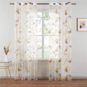 Exquisita mariposa del sudeste asiático, cortinas transparentes de colores brillantes, ventana elegante delicada para la sala de estar, ropa de cama - Product Image 5