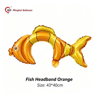 Serre-têtes gonflables en forme de dessin animé pour enfants, chapeaux d'anniversaire en aluminium, motifs requin, sirène, lapin, nœud, poisson - Vente en gros