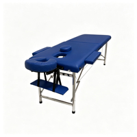 Table de massage portable de luxe à 2 sections avec pieds en acier inoxydable, pliable, avec appui-tête pour salon