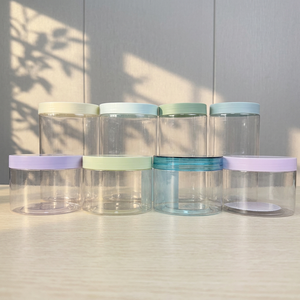 Wholesale Clear & Amber PET Plastic Cosmetic <b>Jars</b> with Aluminum/Plastic Lids 50g-1000g Wide Mouth Skincare Packaging Pots - Product Image 2