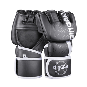 GINGPAI, guantes profesionales de PU de medio dedo, <span class=keywords><strong>Boxeo</strong></span> MMA, entrenamiento de Sanda, empuñaduras de mano de alta calidad, sin estiramiento, marciales mixtas para - Product Image 6
