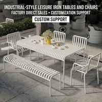 Ensemble table et chaises en fer blanc moderne SUNYARD pour l'extérieur, idéal pour les restaurants, les mariages, les cours, les balcons et les cafés