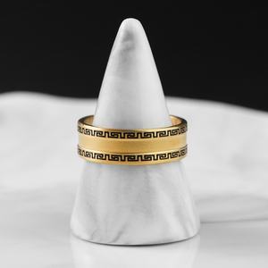 Juego de Joyería Personalizado de Fábrica, Brazaletes Inspiradores de Acero Inoxidable Chapados en Oro, Brazalete Abierto Grabado y Ajustable - Product Image 4