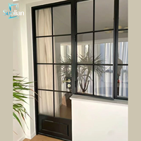Ventana Abatible de Aluminio Estilo Francés Personalizada con Vidrio Decorativo de Privacidad para Arquitectura de Villas