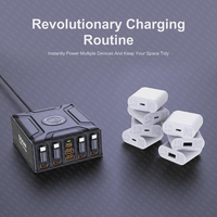 Estación de Carga 7 en 1 de 550W con Cable USB C Retráctil de 100W, Cargador Rápido GaN para MacBook Pro, iPhone 17, Samsung, Laptop y Tablet