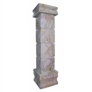 Columnas decorativas de mármol hueco cuadrado decoración de la casa primera piedra pulida 3 años MCS196 tamaño personalizado