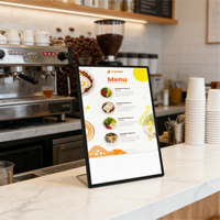 Panneau de menu rectangulaire noir en plastique portable, léger, durable, écologique, à LED verticales haute luminosité pour la restauration rapide