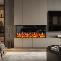 Cheminée électrique virtuelle 3D haut de gamme avec télécommande, Wi-Fi, étincelles, USB et écran LCD