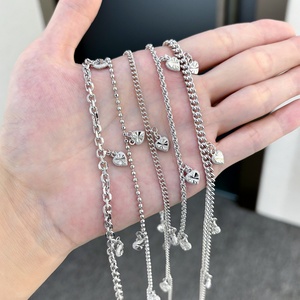 JXX Wholesale Women's Fashion <b>Charm</b> <b>Bracelet</b> Silver Plated Cuban Chain Heart <b>Bracelet</b> - Product Image 2