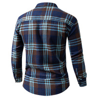 Chemise à carreaux personnalisée pour homme, vente en gros, marque OEM, grands carreaux, manches longues, boutonnée, poche poitrine, couleur vive, grande taille, décontractée