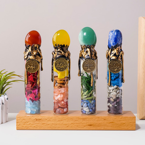 Venta al por Mayor de Fábrica: Botella de Cristal con 12 Signos <span class=keywords><strong>del</strong></span> Zodíaco, Piedras Naturales Curativas, Adornos Decorativos para el Hogar, Artesanías de Cristal - Product Image 4