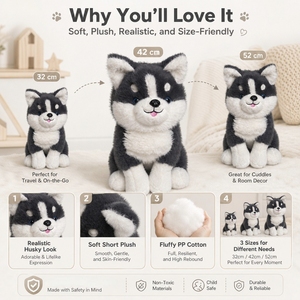 Peluche Husky Adorable la Plus Vendue avec un Expression Réaliste et des Coutures Durables pour Jouet en Peluche Personnalisé à Prix d'Usine - Product Image 3