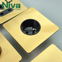 Niva prise française EU Standard luxe Vintage panneau en acier inoxydable interrupteurs et prises d'éclairage mural