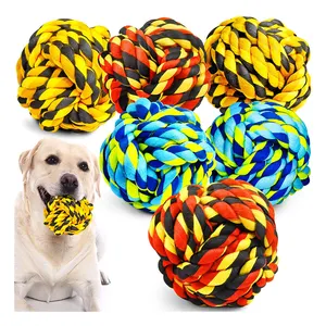 Dogs Toy Ready To Ship Aggressive Dog Teeth Cleaning Different Size Cotton Rope Training Ball Chewy Dog Toy