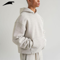 OEM personnalisé hommes 100% coton pull uni sweats à capuche sans ficelle sweat à capuche lourd laine Loopback surdimensionné gris