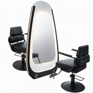Miroir sur pied éclairé par LED pour salon de coiffure et barbier - Miroir professionnel pour la coupe de cheveux avec éclairage lumineux - Product Image 2