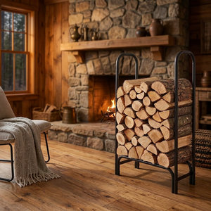 Modern Steel <b>Log</b> <b>Holder</b> Rectangle Powder Coated Firewood Storage Rack for Fireplace Accessories - Product Image 2