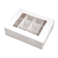 Boîte en papier kraft blanc avec fenêtre, emballage de luxe pour cupcakes et macarons, logo personnalisé, recyclable