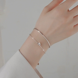 Braccialetto a vita in <span class=keywords><strong>argento</strong></span> LT-340 <span class=keywords><strong>925</strong></span> per ragazze in stile High-End, migliore amico, accessorio a doppio strato, braccialetti a maglie di lusso - Product Image 4