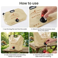Sac de douche solaire 10L pour le camping, sac de chauffage d'eau portable pour l'extérieur avec pomme de douche et poignée