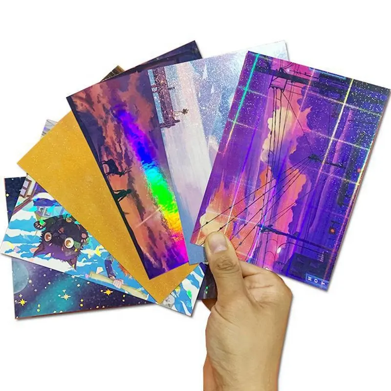 Tourist OEM kartu pos desain mewah Hologram Lenticular Anime 4x6 kartu pos cetak khusus