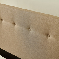 Lit simple en tissu style nordique pour petit appartement, sans rangement, avec sommier à ressorts, tête de lit plate simple et capitonnée à boutons, profil bas