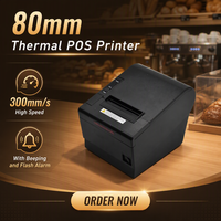 Imprimante thermique de reçus et codes-barres de point de vente de bureau avec coupeur automatique, alerte sonore d'arrivée de commande, machine d'impression de factures 80 mm